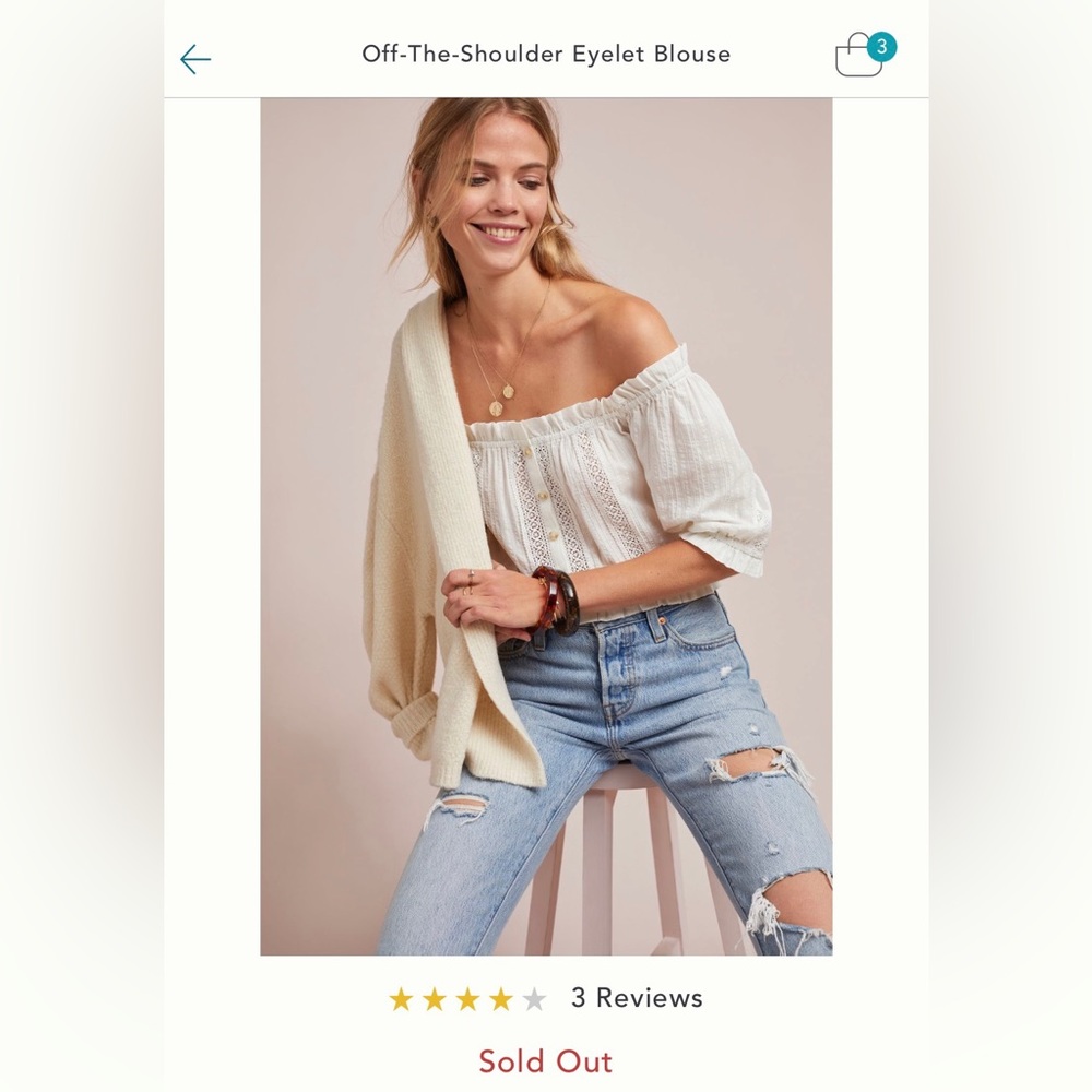 Anthropologie Akemi +Kin Off-The-Shoulder Eyelet Blouse